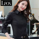LPOX防走光襯衫女韓版修身職業(yè)裝工裝酒店商務(wù)長(cháng)袖襯衣女百搭OL打底衫 黑色 長(cháng)袖  [33有防走光扣] 3XL 125-135斤