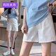 媽媽本色孕婦牛仔短褲夏季2025新款孕期不勒肚子可調(diào)節(jié)薄款外穿寬松托腹褲 米白 XXL