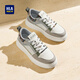海瀾之家男鞋春夏季運動(dòng)休閑板鞋子男款厚底增高百搭小白鞋 白灰色網(wǎng)布透氣款 HAABXM2EAF357 40