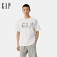 Gap男女裝2025夏季新款西部印花logo純棉短袖T恤寬松上衣729369 白色 M (170/92A) 亞洲尺碼