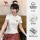 駱駝（CAMEL）正肩修身棉感舒適透氣女T恤上衣 J24BARLG019 玉石白 XXL