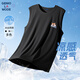 GENIOLAMODE背心男士夏季無(wú)袖冰絲涼感舒適透氣速干坎肩t恤男生汗衫 黑色 L