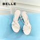 百麗（Belle）華爾茲優(yōu)雅一字帶涼鞋女商場(chǎng)款真皮綁帶高跟鞋3WS33BL5 米色 35 (225mm)