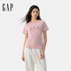 GAP女裝2025夏季新款純棉彩色膠印logo短袖T恤常規(guī)休閑上衣765994 粉色 M (165/84A) 亞洲尺碼