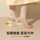 ZHR頭層牛皮坡跟涼鞋女夏厚底增高輕便女鞋外穿時(shí)尚高跟鞋JE16米色37