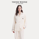 TEENIE WEENIE情侶睡衣棉刺繡翻領(lǐng)家居服套裝 梔子白【海鹽假日】女款開襟 S