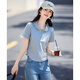 尚靜甜美減齡polo領(lǐng)小衫25年夏新小個子不對稱T恤女上衣 灰色  L 