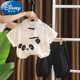迪士尼（Disney）男童夏季漢服短袖套裝男寶寶復古裝薄款中國風(fēng)兒童唐禮服裝兩件套 米白色 80 cm