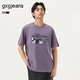 gxgjeans男裝  多色個(gè)性印花時(shí)尚潮流寬松短袖t恤男生 25夏新品 紫色 M (170)