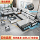 譽(yù)顏2025新款沙發(fā)客廳簡(jiǎn)約u型沙發(fā)大戶(hù)型多功能免洗科技布藝沙發(fā)組合 海綿版科技布（9色可選聯(lián)系客服備注） 七件套（帶地毯）