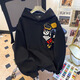 LDBE黑色刺繡連帽衛(wèi)女2025新款春秋寬松設(shè)計(jì)感薄款上衣美式復(fù)古外套潮 黑色（春秋薄款） M