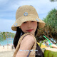 斐月伽沙灘草帽子女夏天海邊遮陽防曬帽草編度假?zèng)雒辈菥帩O夫帽 米色 【主圖款】