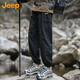 吉普（JEEP）冰絲休閑褲子男士夏季潮流男褲透氣速干束腳運動褲 黑色  4XL 