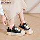 DAPHNE達(dá)芙妮白色帆布鞋女鞋子2025春季新款平底百搭休閑小白鞋護(hù)士鞋女 黑色 39