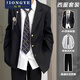 炯野JIONGYE成人禮西服DK制服日系制服西裝外套男女畢業(yè)照正裝西服西褲套裝 黑色西服+襯衫藏青領帶+西褲 L 關注送同款徽章