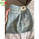 DXOT2025大碼復古美式牛仔半身裙女夏季胖mm寬松顯瘦高腰包臀a字短裙 淺藍色 M 【建議100-110斤】