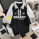 DEKKRY美式短袖polo衫男女夏季ins創(chuàng  )意印花百搭半袖上衣 黑拼灰.【270g】 XL