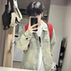 衣然呈品美式高街黃泥水洗牛仔外套男春秋季新款潮牌學(xué)院風(fēng)復(fù)古情侶夾克男 黃色 L 【建議120-135斤】