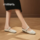 妙麗（Millies）真牛皮半拖穆勒拖鞋女夏季外穿瑪麗珍女鞋包頭涼拖鞋女 白色  36 
