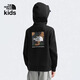 北面北面童裝男女兒童印花連帽針織衛衣戶(hù)外透氣|89XW JK3/宇宙黑 140 (M) （140/68）