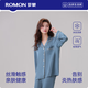 羅蒙睡衣女情侶冰絲夏家居服新款春秋仿真絲綢套裝薄透氣灰