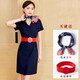 百顏空姐高端職業(yè)連衣裙女OL工作服氣質(zhì)東航南航乘務(wù)制服珠寶店工裝夏 短袖連衣裙+送方巾+送腰帶 S