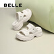 百麗（Belle）增高厚底拖鞋女2025夏季新款舒適可外穿休閑拖鞋D6K1DBT5 米白 35 (225mm)