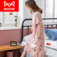 貓人（MiiOW）品牌睡裙女夏季純棉短袖長(cháng)款過(guò)膝睡衣2025新款全棉韓版薄款家居服 8802兔子長(cháng)裙 XL