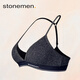 STONEMEN潮牌性感女士?jì)纫卤】罘ㄊ饺潜男厥孢m透氣無(wú)鋼圈純棉美背胸罩 黑色 M （適合70CD,75AB)