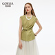 歌莉婭無(wú)袖醋酸上衣女2025歐若風(fēng)穿搭設計感扭結T恤1E4C3I430 09G抹茶綠 XS