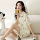 貓人【棉紗短袖開(kāi)衫】純棉套裝睡衣女休閑家居服可外穿