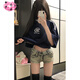 OTST美式復古辣妹牛仔短褲女夏季性感低腰顯瘦高街設計感包臀超短熱褲 牛仔短褲 S 80-90斤