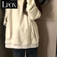 LPOX秋裝新款女外穿衛(wèi)衣春秋款女oversize寬松垂墜感慵懶連帽寬松 杏色[春秋薄款] (優(yōu)質(zhì)版) S S 60-85斤