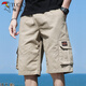 啄木鳥(niǎo)工裝短褲男夏季純棉男士外穿寬松口袋五分中褲子休閑運動(dòng)大褲衩 G19卡其色【單條裝】 XL （125-140斤）