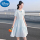 迪士尼（Disney）女童連衣裙夏季初中生洋氣純棉2025新款學(xué)院風(fēng)女大童裙子女孩夏裝 21313(防透棉)藍(lán)色連衣裙 175 165/L (95-110斤)