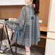 南糖三色防曬襯衫女夏韓版寬松時(shí)尚百搭港風(fēng)ins休閑薄款長袖格子防曬衣潮 藍(lán)色 M 建議85-120斤