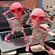 桌面擺件3d立體會跳舞的骷髏小人左右搖擺自己晃動整蠱搞怪3d打印 跳舞骷髏人-粉白 約17cm