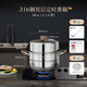胖東來(lái)嚴(yán)選316不銹鋼蒸鍋食品級(jí)定時(shí)蒸鍋家用加厚蒸籠大容量多層燃?xì)庠?雙層蒸鍋【升級(jí)316鋼】 28cm