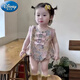 迪士尼（Disney）中國風(fēng)百日新中式周歲禮服嬰兒衣服夏裝連體衣女寶寶包屁衣夏天 花色【花滿枝無袖包屁】 66cm 建議0-4個月