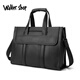 Walker Shop公文包男士商務(wù)手提包牛皮單肩斜挎包旅行大容量包可套拉桿箱 黑色 寬39*厚12*高28cm