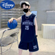 迪士尼（Disney）兒童裝男童夏裝無袖背心套裝2025新款夏季大童夏款運動速干籃球服 藏青色 150 cm