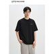 太平鳥(niǎo)男裝男士T恤重磅提花短袖T恤夏刺繡體恤# 黑色 第一批 L