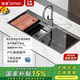 碟美x5+加大550水槽洗碗機水槽一體全自動家用嵌入式免安裝小型洗炒鍋大容量除菌烘干可洗水果蔬菜 X5+款洗碗機 槍灰色 左邊洗碗機