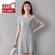維多利亞的格調夏季無(wú)痕睡衣短袖女打底裙中長(cháng)款大碼寬松薄款連衣裙睡裙家居服 灰色 L (105-120)
