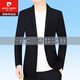皮爾卡丹（pierre cardin）男士夏季冰絲防曬西服外套中年新款休閑薄款西裝透氣防曬衣 黑色6057男裝 2XL 185 【適合155-175斤】