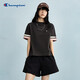 Champion冠軍短袖女新款拼接撞色美式復(fù)古風(fēng)T恤潮牌寬松 水墨黑 M