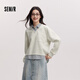 森馬（Semir）森柔棉|商場(chǎng)同款衛衣女假兩件條紋春季2025新款翻領(lǐng)開(kāi)叉衣服 淺花灰00224 S 155/80A
