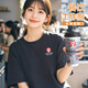 續(xù)印奶茶店純棉t恤定制印logo餐飲工作服夏季火鍋飯店服務(wù)員圓領(lǐng)工裝 DC-2401圓領(lǐng)T恤短袖 黑色 L