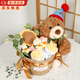包貝勒永生花玫瑰花針織花玩偶花束生日禮物女生三八節送男女朋友閨蜜 小熊玩偶針織花束【燈串+禮袋】