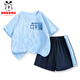 巴布豆男童運動(dòng)套裝2025夏季新款兒童速干透氣衣服涼感寬松吸汗帥氣童裝 藍 中國藍巴布X 150